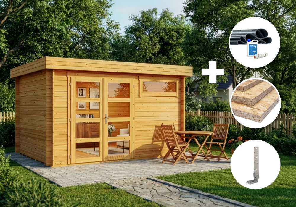 ECO Set – Gartenhaus Leandro – imprägniert | 4x3m