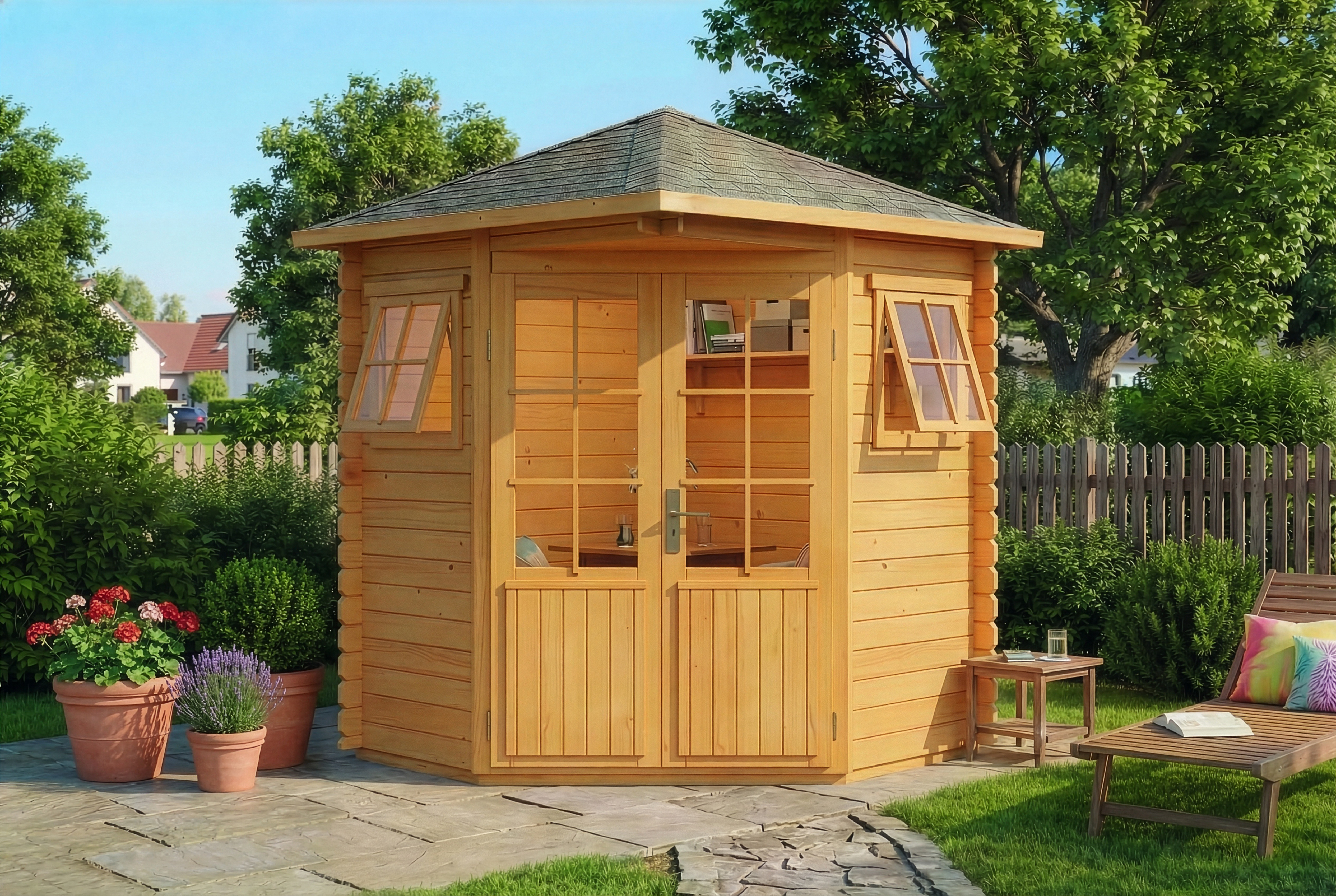 12 % Discount! 5-Eck Gartenhaus Sunny A|2x2m