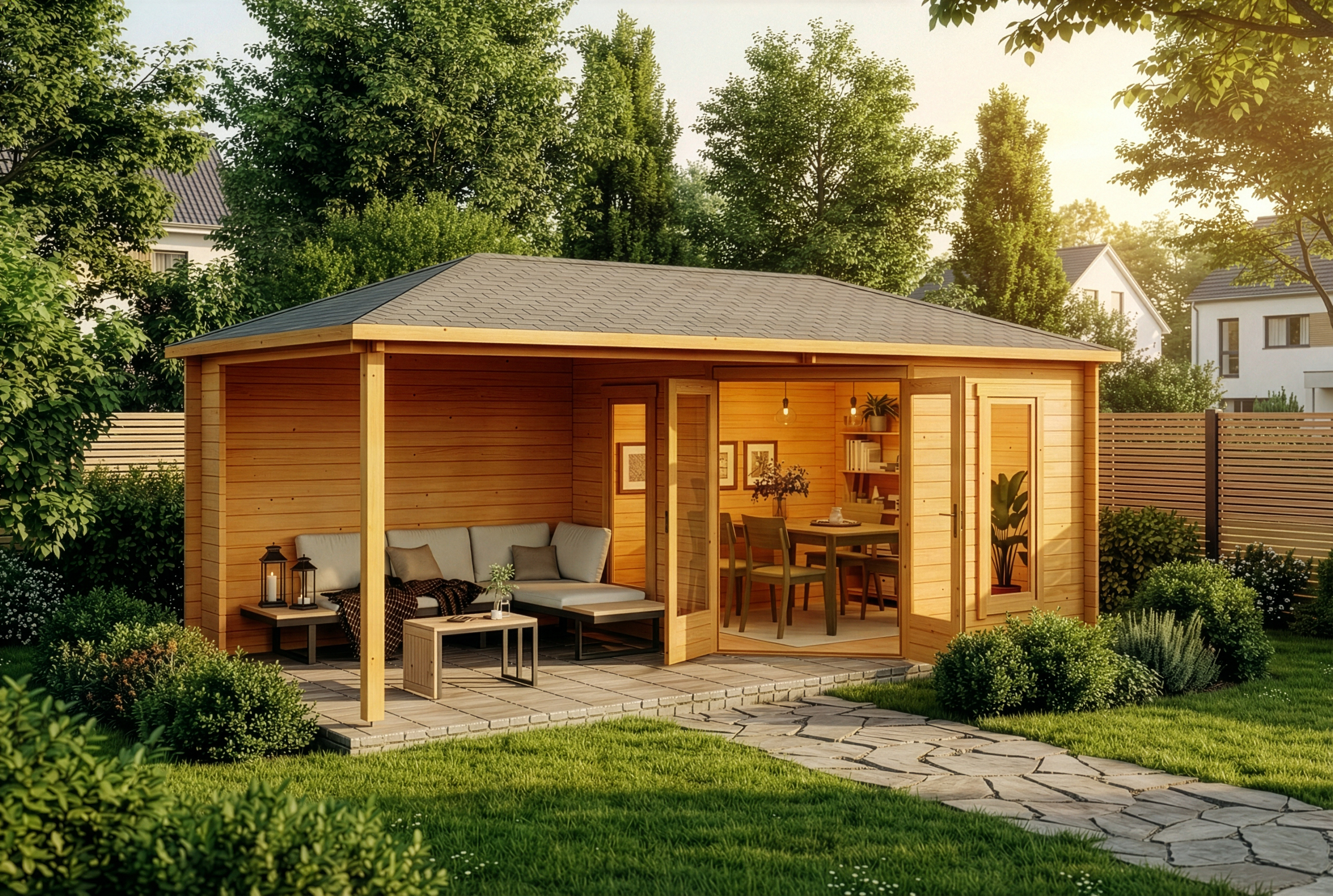 16 % Discount! 5-Eck Gartenhaus Liwa|6x3m