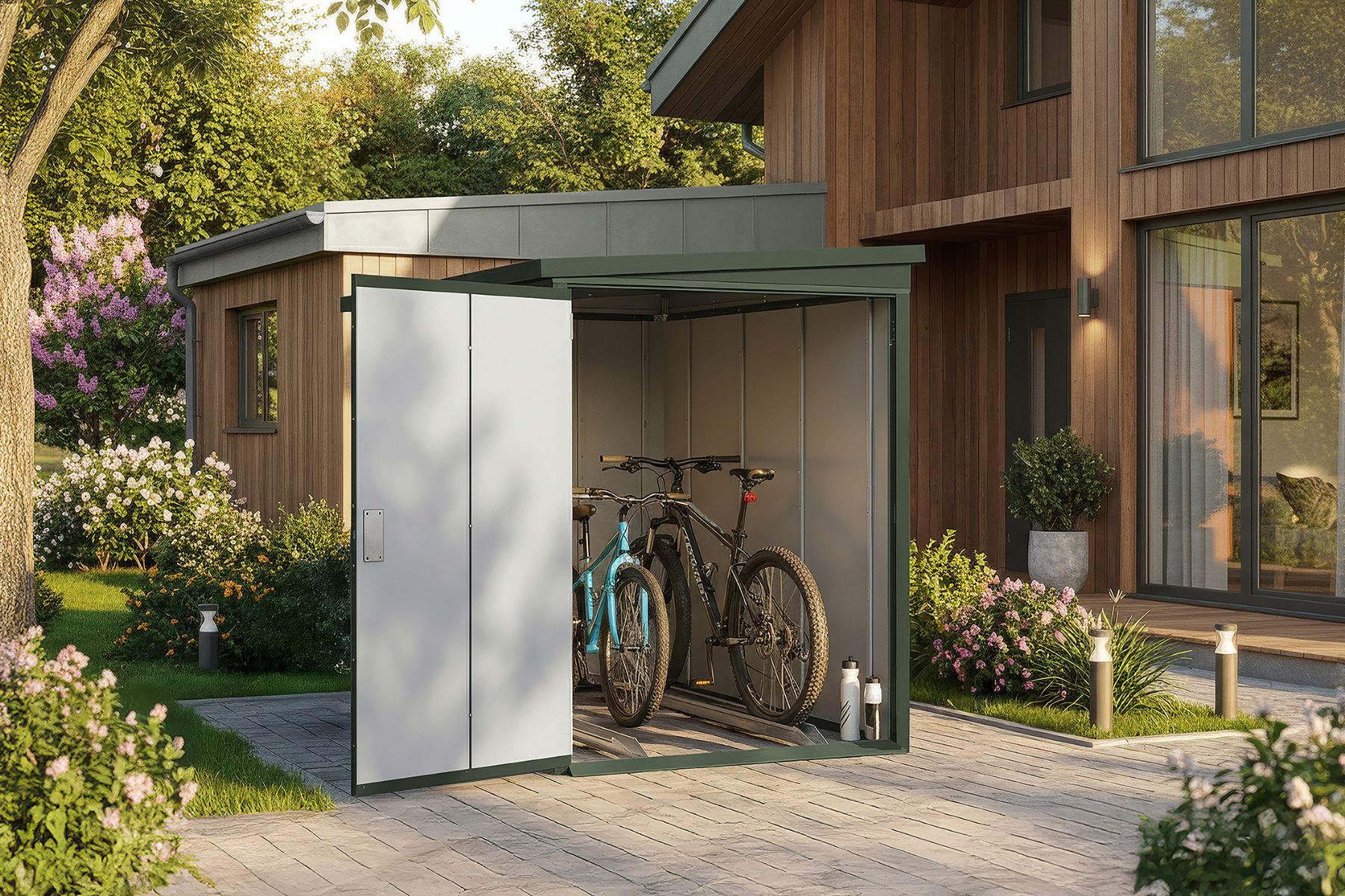 WEKA Gary Metall Fahrradgarage grün 2,42 m²