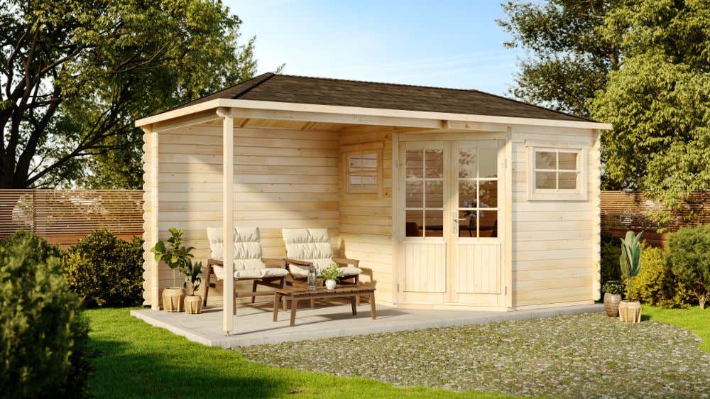5-Eck Gartenhaus Franz mit Anbau