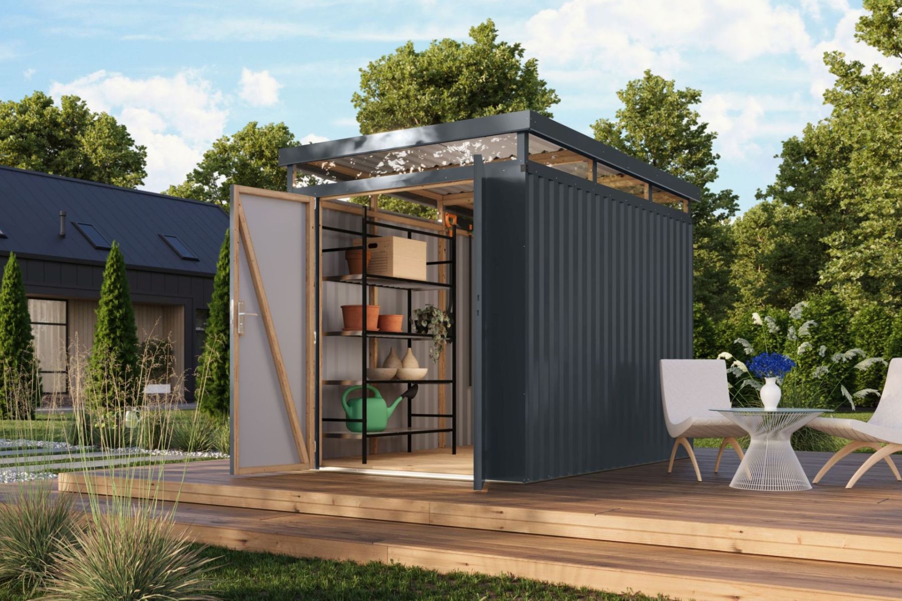 Karibu Metall Gartenhaus Asteria 6,0 m² schmal