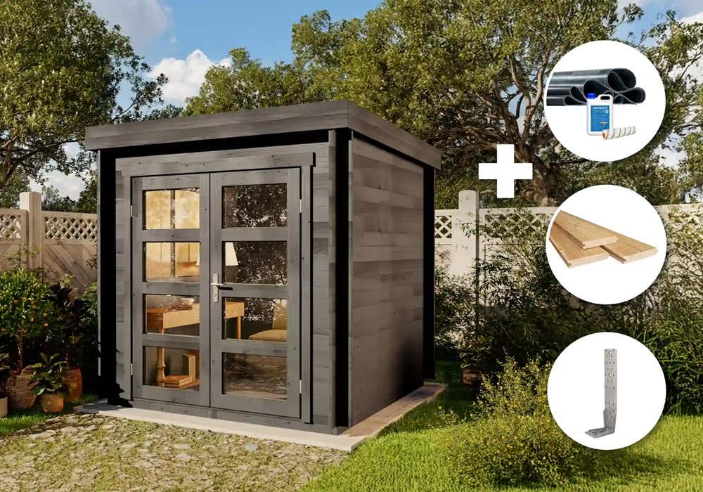 ECO Set - Gartenhaus Paloma petit - grau|2x2m ECO Set - Gartenhaus Paloma petit - grau|2x2m