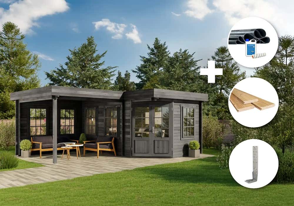 ECO Set – Gartenhaus 5-Eck Pepe – grau ECO Set – Gartenhaus 5-Eck Pepe – grau