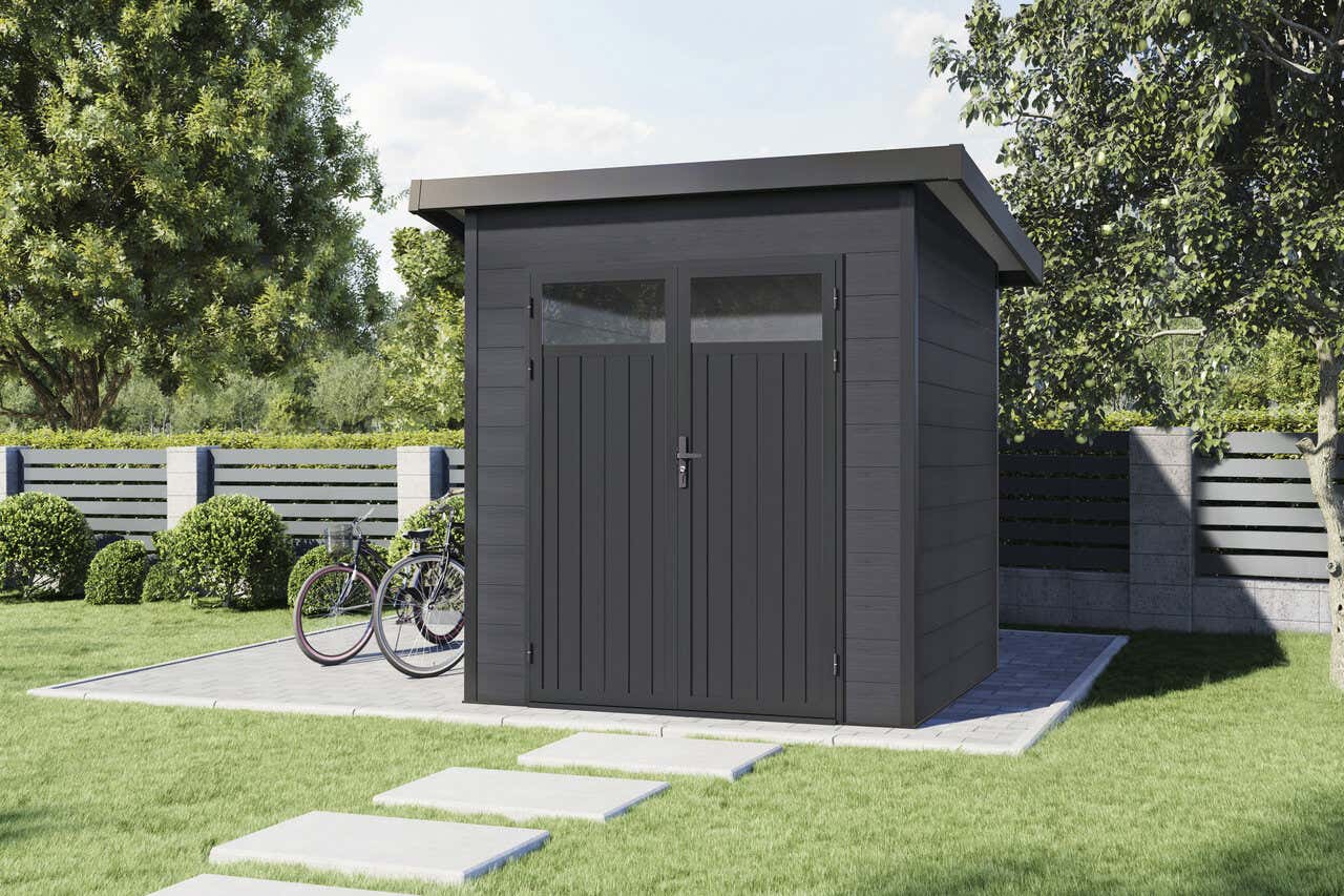 Wolff Finnhaus WPC Gerätehaus Vitale 2020 19 Anthrazit/Hellgrau