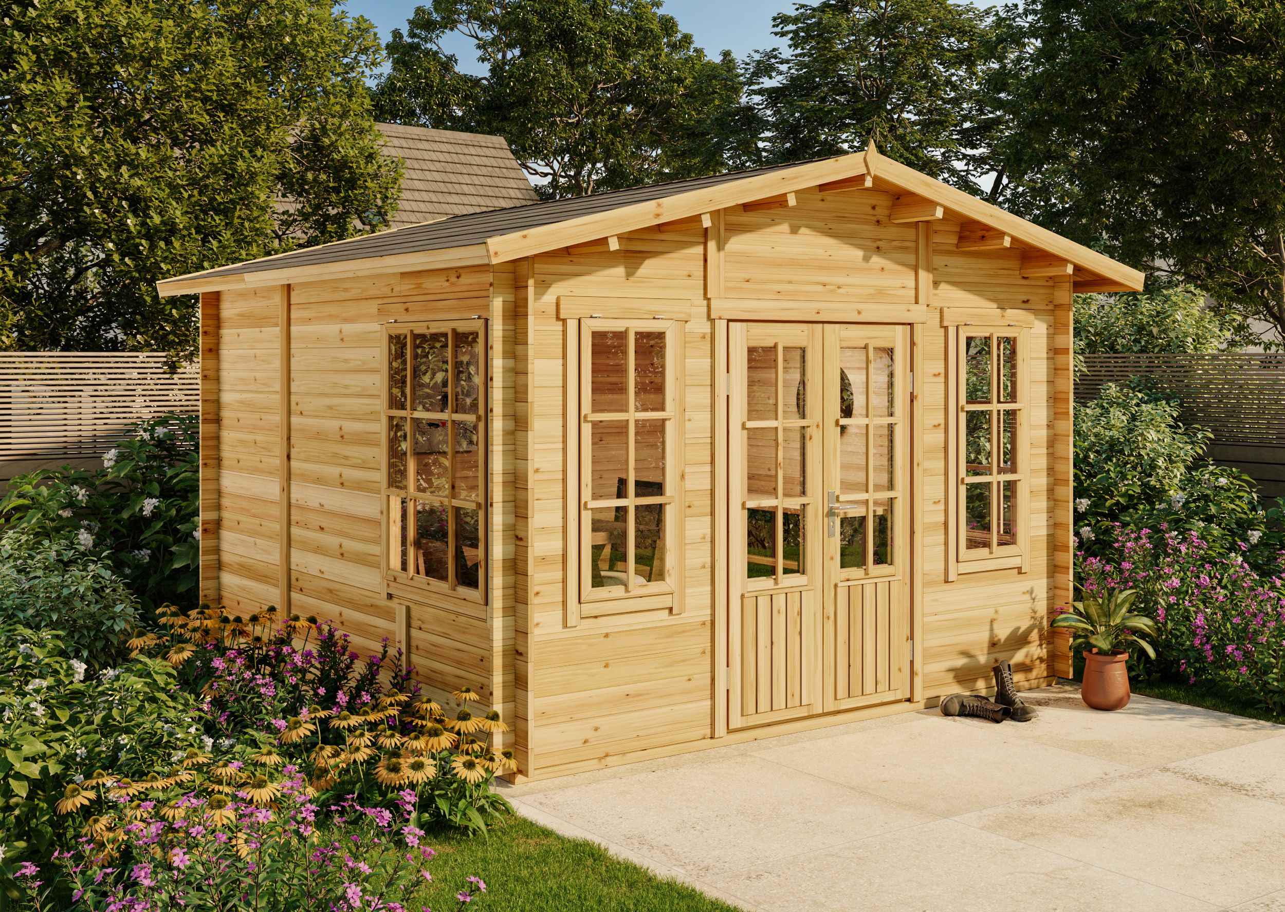 10 % Discount! Gartenhaus Gabriela-28 350 x 350 cm 16m² 10 % Discount! Gartenhaus Gabriela-28 350 x 350 cm 16m²