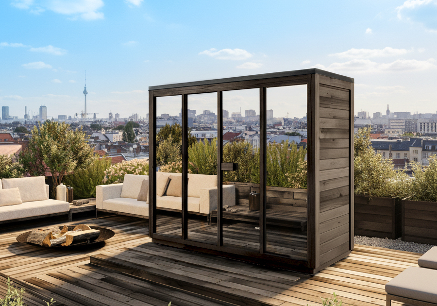 Rabatt: 22 % FinnTherm Gartensauna Kuuma L black mit Spiegelglas Rabatt: 22 % FinnTherm Gartensauna Kuuma L black mit Spiegelglas