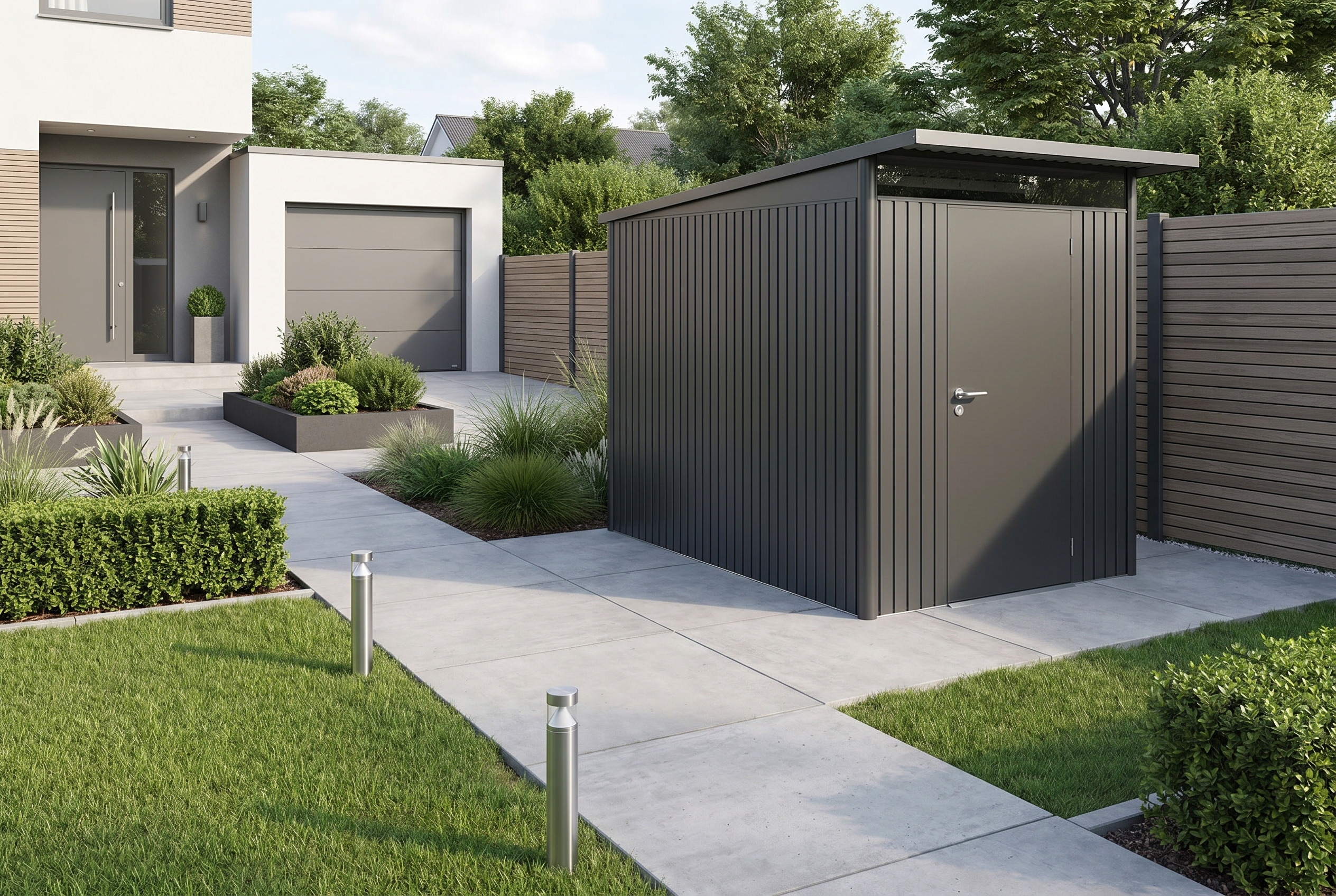Biohort Metallgerätehaus AvantGarde dunkelgrau-metallic, schmal 4,33 m²