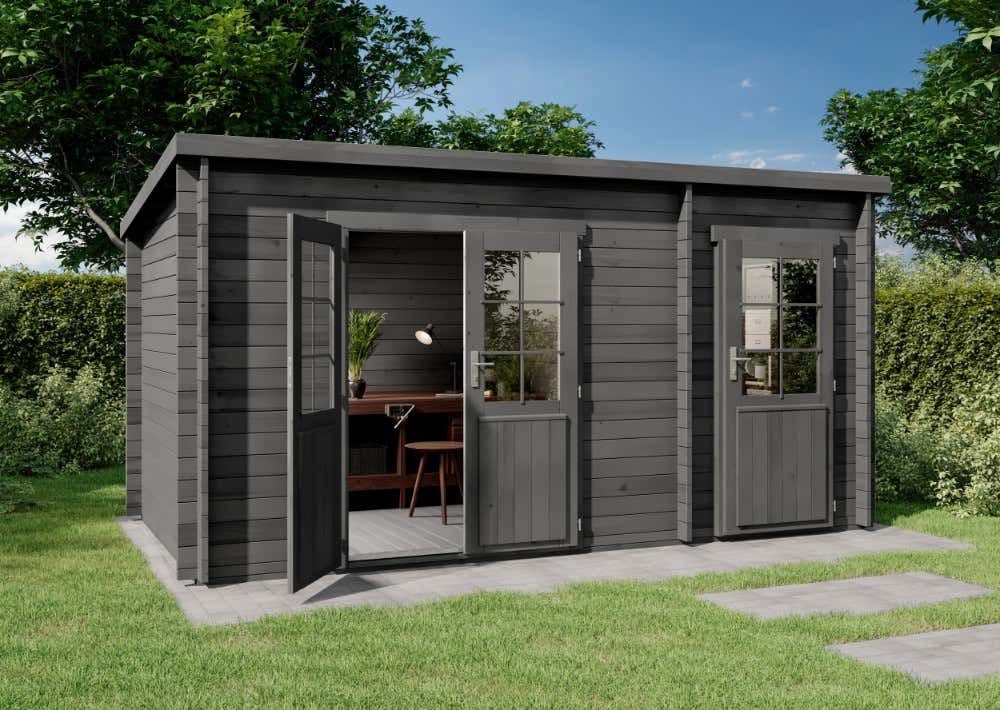 Pultdach Gartenhaus Maria mit Anbau|5x3m|Rabatt:7% Pultdach Gartenhaus Maria mit Anbau|5x3m|Rabatt:7%