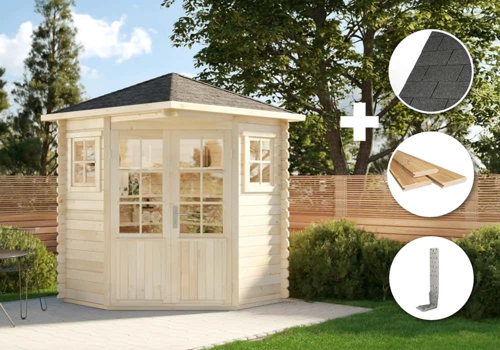 ECO Set - Gartenhaus  5-Eck  Modell Sunny-A -imprägniert