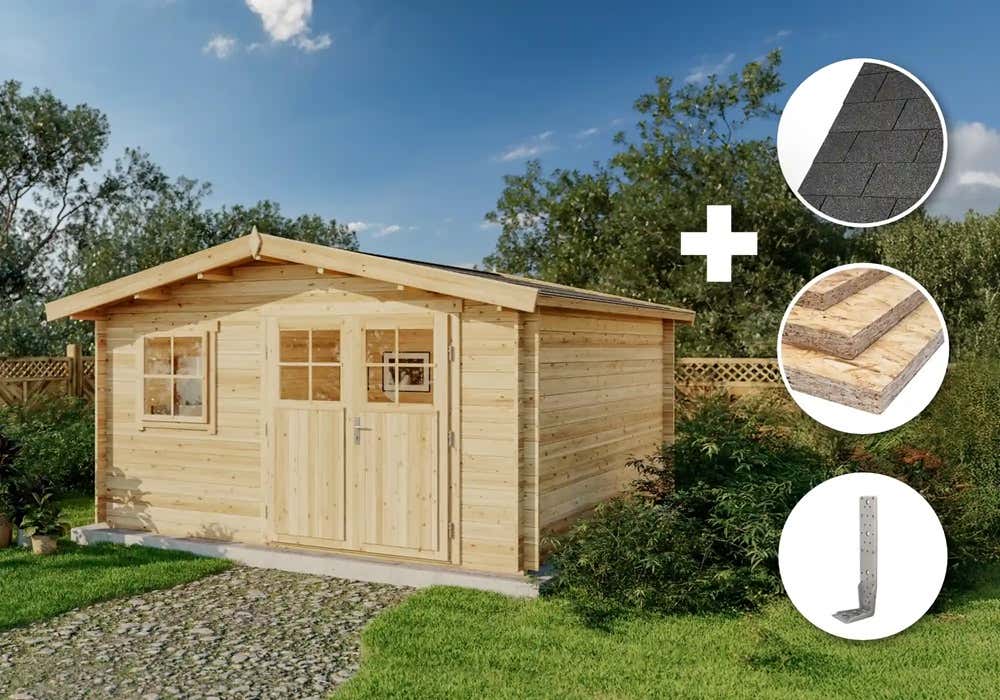 ECO Set – Gartenhaus Valeria – imprägniert | 4x4m ECO Set – Gartenhaus Valeria – imprägniert | 4x4m