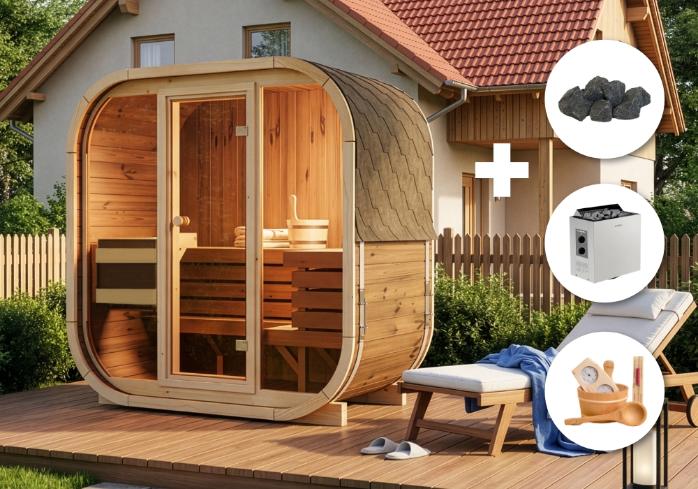 FinnTherm Comfort Set Fasssauna Ellipso M