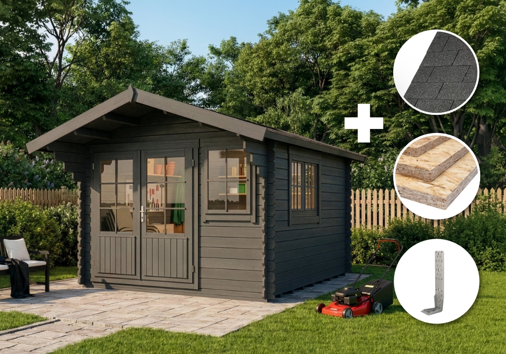 ECO Set - Gartenhaus Gabriel 300 x 400 cm - grau