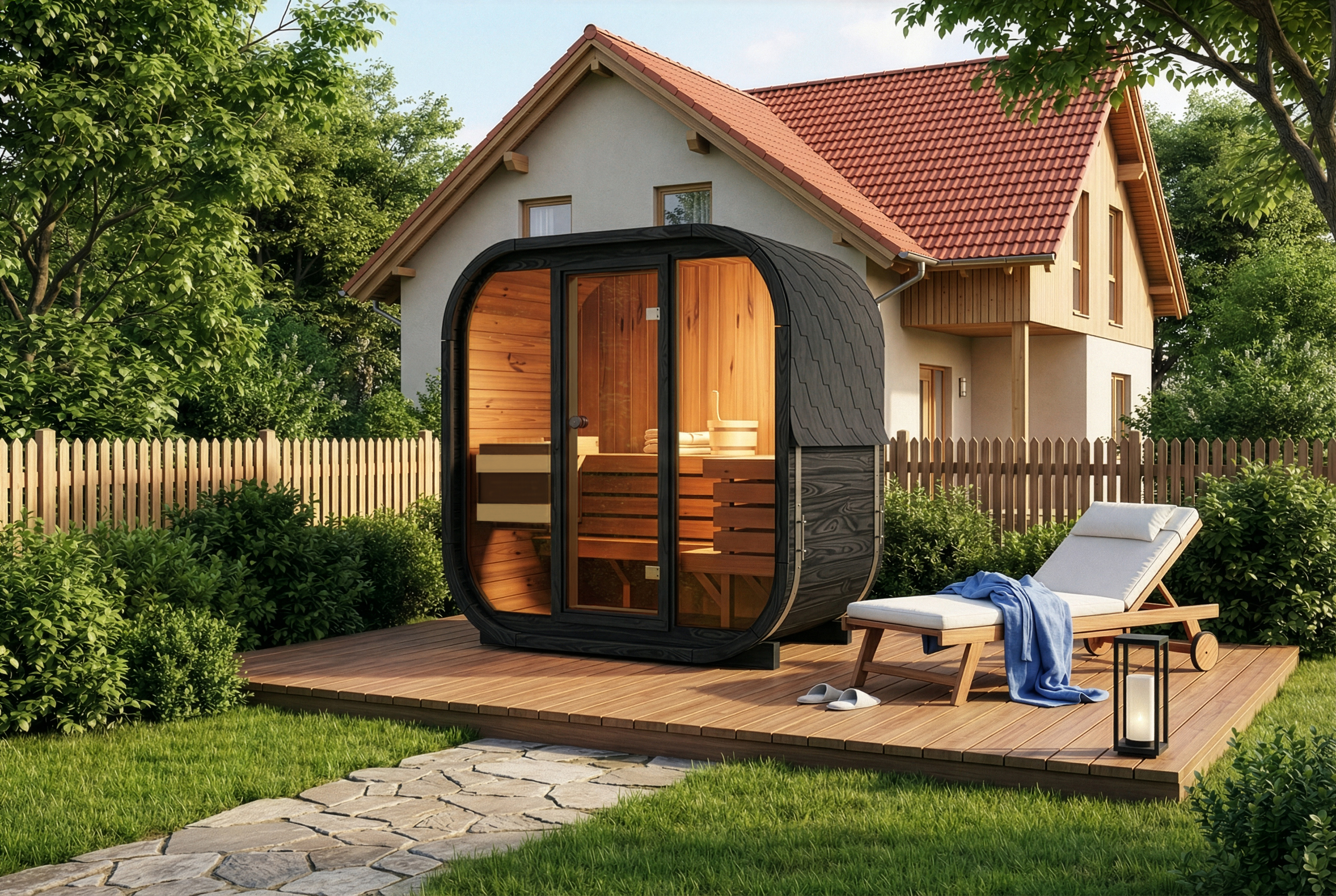 FinnTherm Fasssauna Ellipso M black
