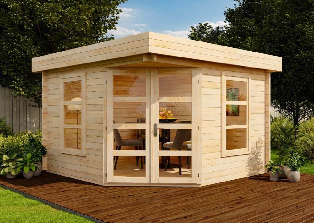 Flachdach Gartenhaus Modell Oregon-40|4x4m|Rabatt:26% Flachdach Gartenhaus Modell Oregon-40|4x4m|Rabatt:26%