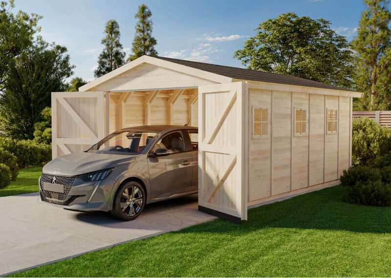 B-Ware Einzelgarage Skagen S - Doppeltor - 1 Tür + 3 Fenster