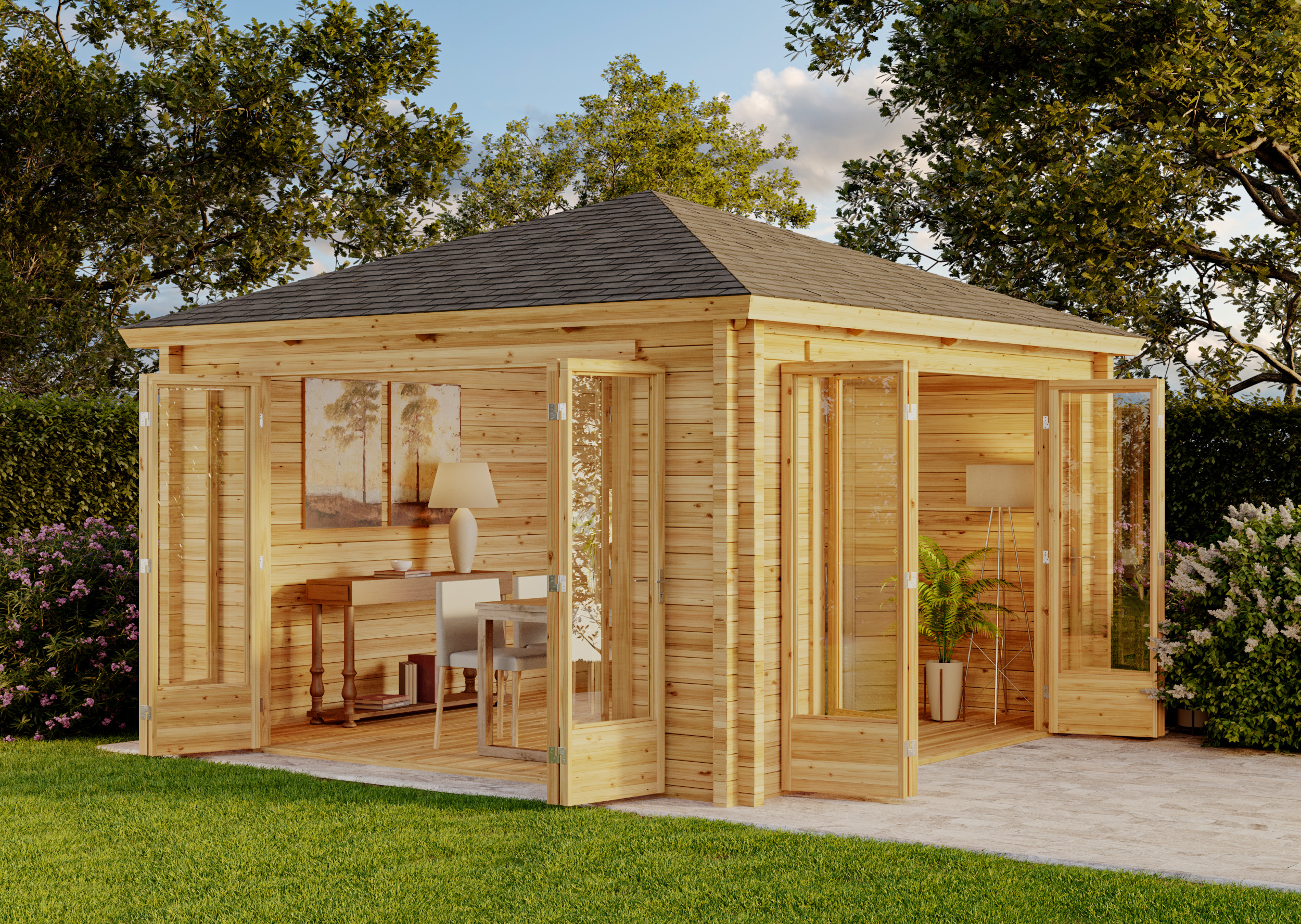 Alpholz Gartenhaus Sunshine Mit Großer Falttür