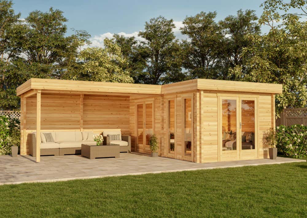 Flachdach Gartenhaus Modell Quinta ISO|7x5m Flachdach Gartenhaus Modell Quinta ISO|7x5m