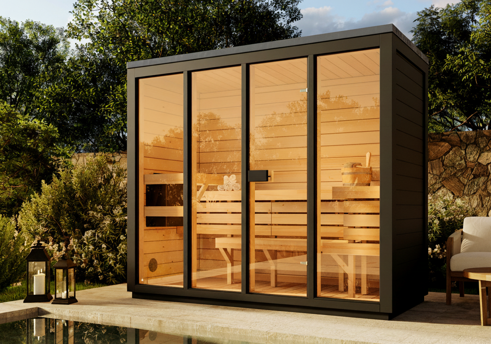 FinnTherm Gartensauna Kuuma L black