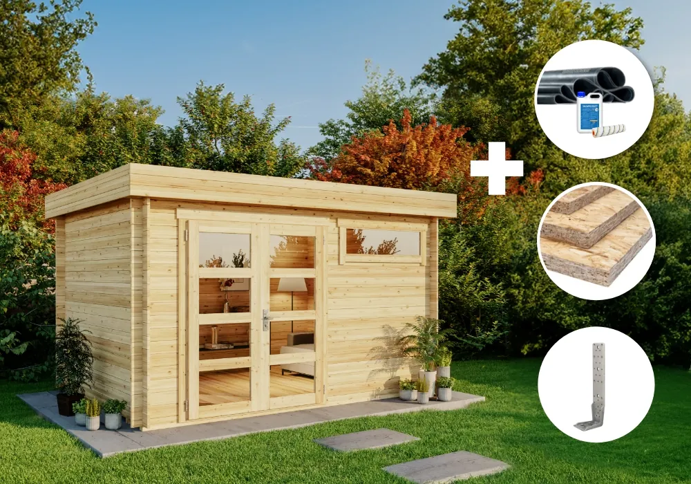 10 % Discount! ECO Set – Gartenhaus Leandro – 28 12m² 10 % Discount! ECO Set – Gartenhaus Leandro – 28 12m²
