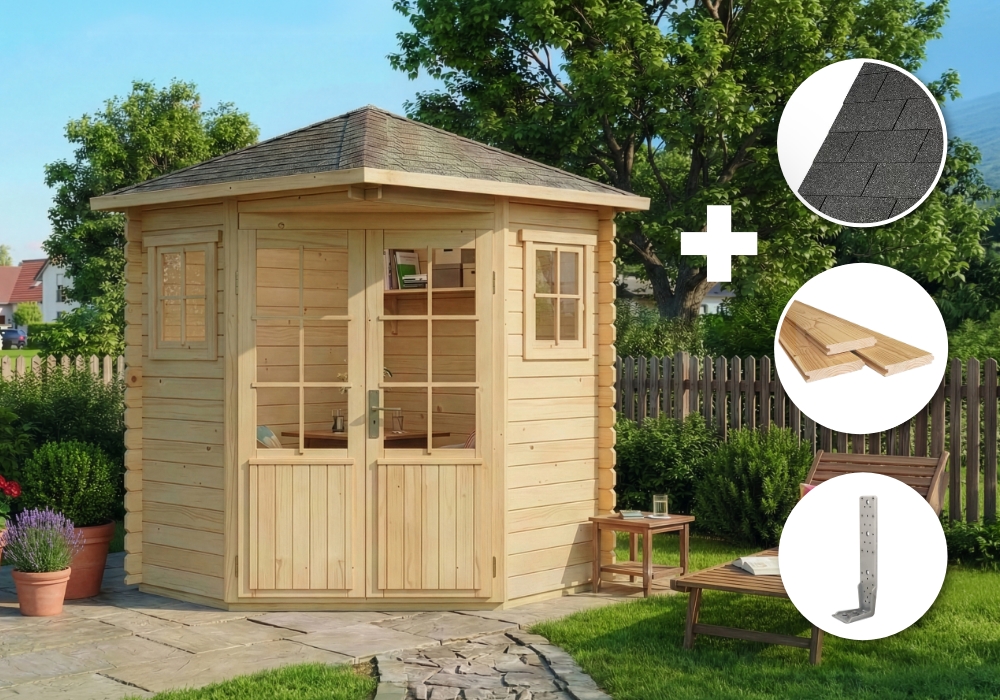 ECO Set - 5-Eck Gartenhaus Sunny A