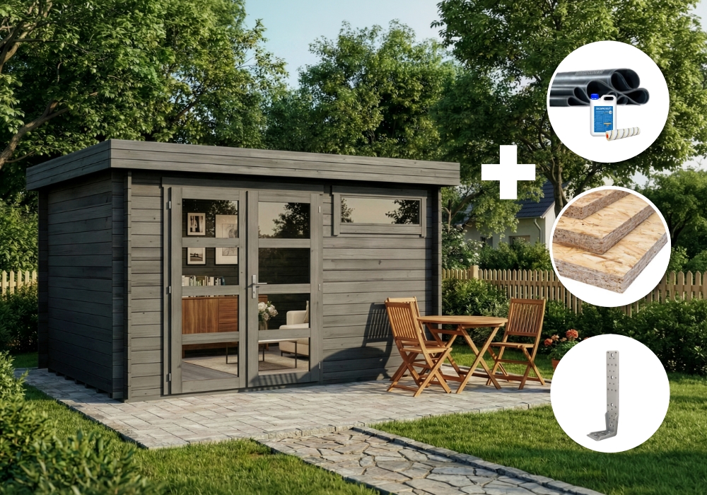 ECO Set - Gartenhaus Leandro - grau