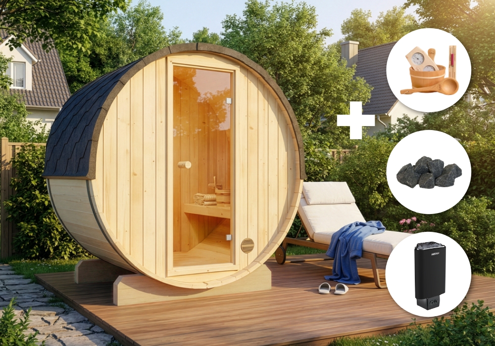 FinnTherm Comfort Set Fasssauna Mini XXS